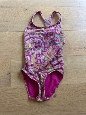 Zimmermann Pink Paisley Racerback Kids One-Piece Swimsuit